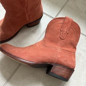 Tecovas The Lucy Cowgirl Water Resistant Suede Boots Women 8.5 in Desert Rose